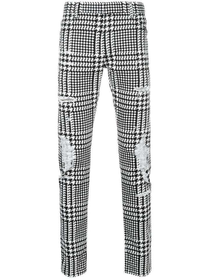 Balmain Distressed Check Trousers - Black