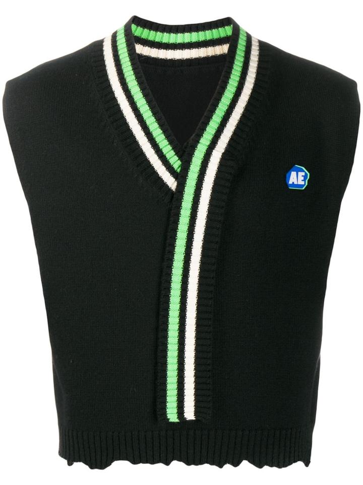Ader Error Cropped Sleeveless Sweater - Black