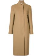 Tomas Maier High Neck Midi Coat, Women's, Size: 2, Brown, Acetate/cupro/polyamide/wool