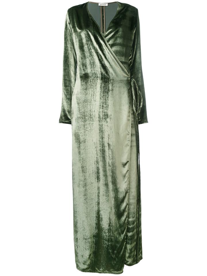 Attico - Maxi Wrap Dress - Women - Silk/viscose - 3, Green, Silk/viscose