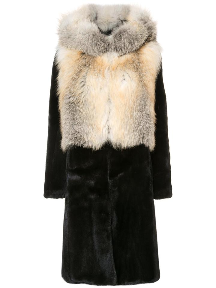 Oscar De La Renta Hooded Zip Coat - Black