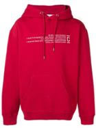 Closed Script Print Hoodie - Red