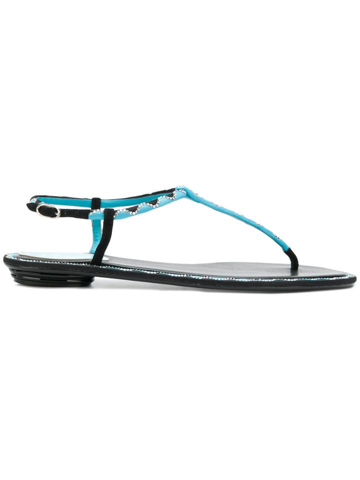 René Caovilla Wave Patterned Sandals - Black