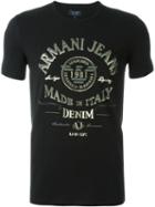 Armani Jeans Logo Print T-shirt, Men's, Size: Xxl, Black, Cotton/spandex/elastane