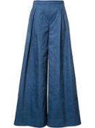 Carolina Herrera Classic Flared Trousers, Women's, Size: 0, Blue, Cotton