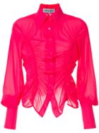 Maxine Beiny Ruched Long-sleeve Shirt - Pink & Purple