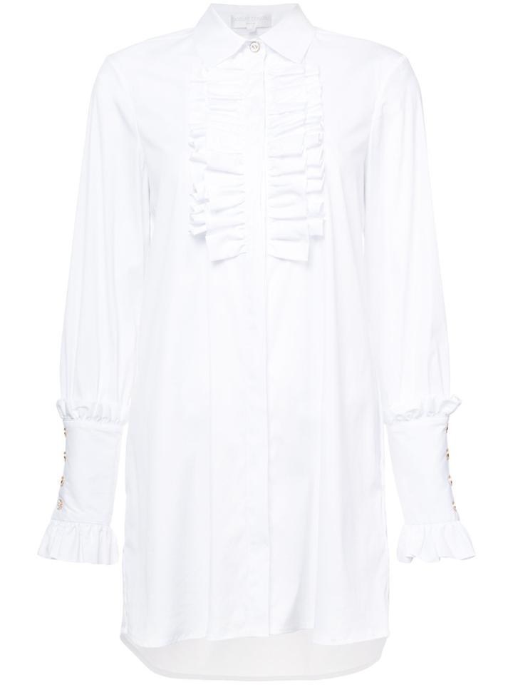 Caroline Constas Ruffled Bib Shirt - White