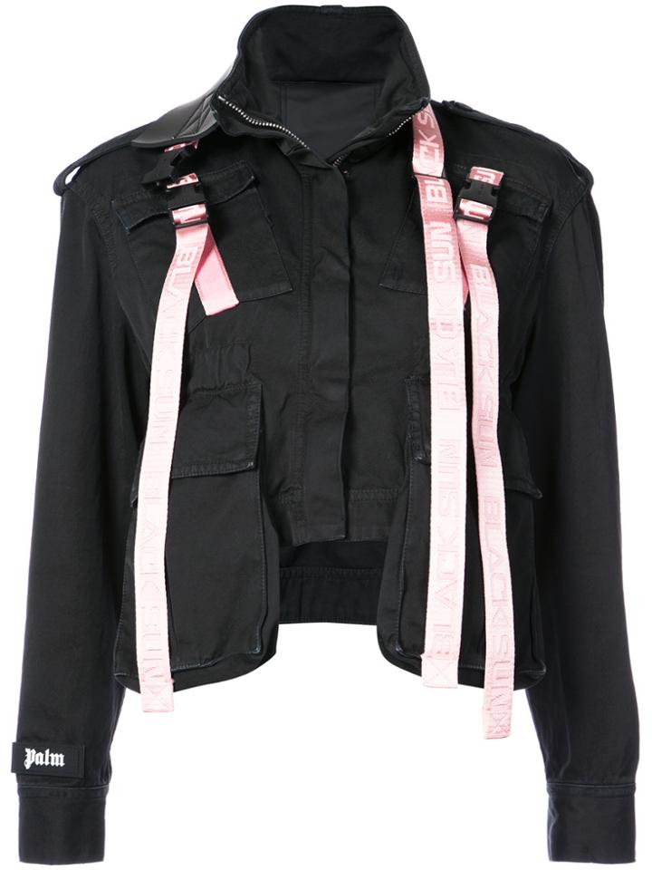 Palm Angels Buckle Strap Cropped Jacket - Black