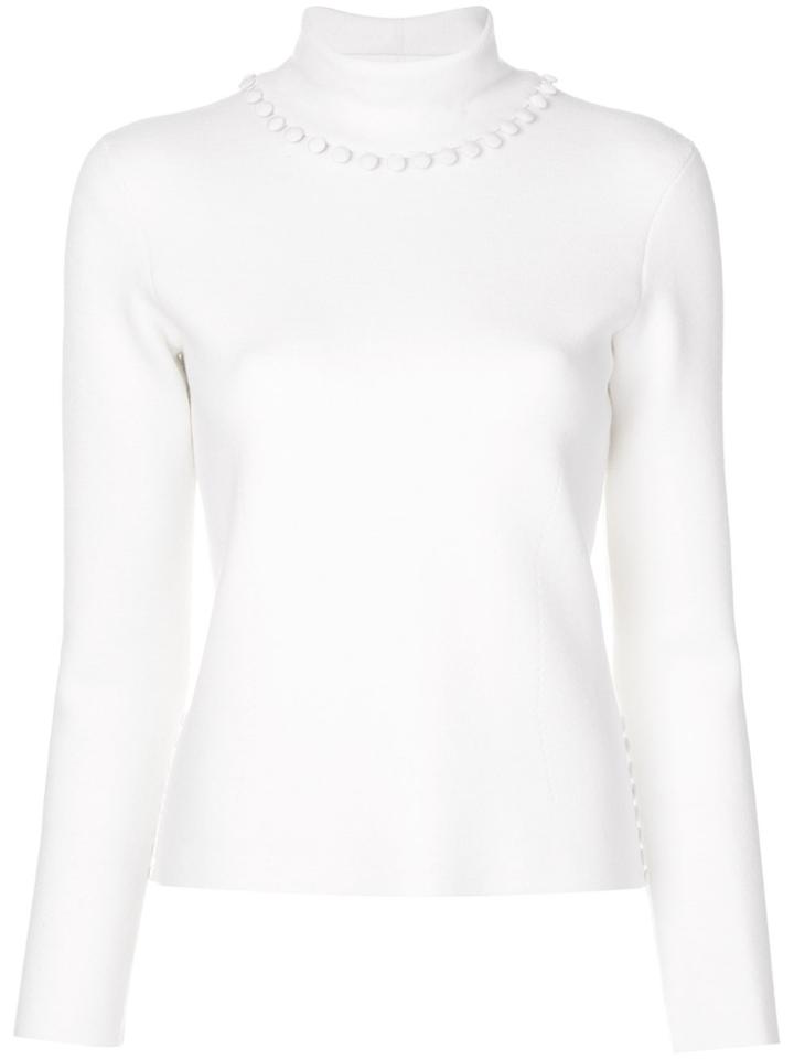 Thom Browne Bridal Button Turtleneck In Fine Merino Wool - White