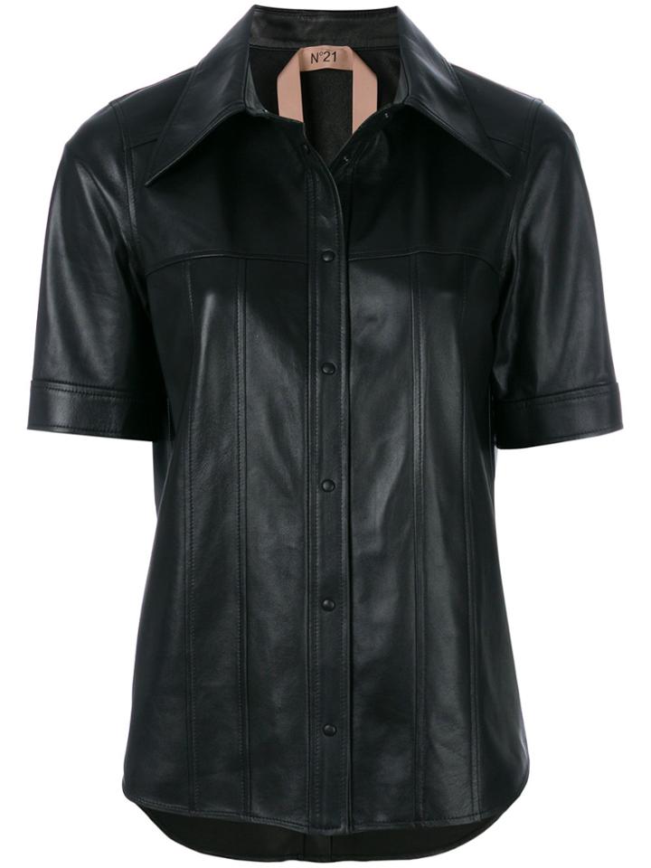 No21 Structured Leather Shirt - Black