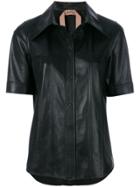 No21 Structured Leather Shirt - Black