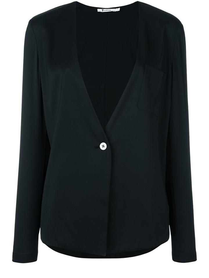 T By Alexander Wang One-button Jacket, Women's, Size: 4, Black, Silk/spandex/elastane