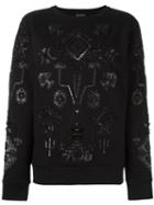 Marcelo Burlon County Of Milan 'triangular' Sweatshirt, Women's, Size: Xs, Black, Cotton/polyester/pvc/glass