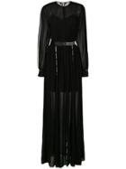 Karl Lagerfeld Belted Maxi Shirt Dress - Black