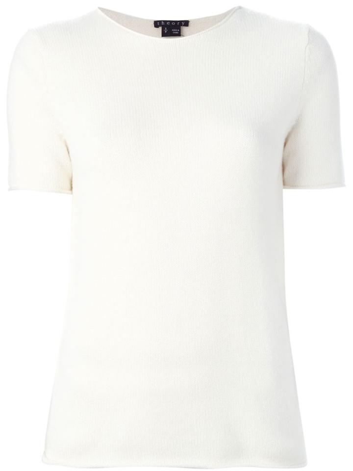 Theory Short Sleeve Knit Top - White