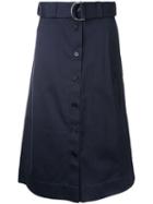 Markus Lupfer Belted Button Skirt, Women's, Size: Medium, Blue, Cotton