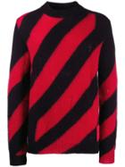 Off-white Diagonal Stripes Knitted Sweater - Red
