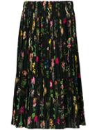 No21 Pleated Floral Skirt - Black
