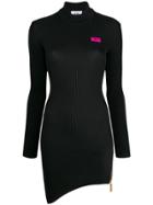 Gcds Ribbed Asymmetric Hem Dress - Black