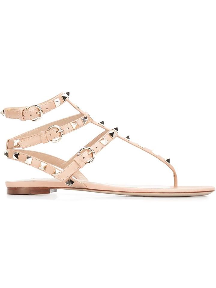 Valentino Garavani Rockstud Sandals, Women's, Size: 5.5, Nude/neutrals, Leather