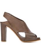 Roberto Del Carlo Sling-back Sandals, Women's, Size: 38.5, Grey, Calf Leather