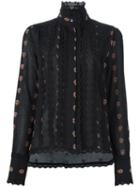 See By Chloé Embroidered Trim Floral Shirt, Women's, Size: 40, Black, Cotton