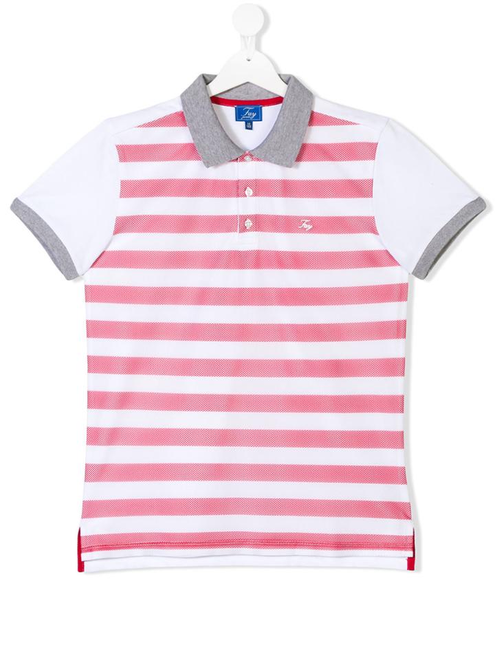 Fay Kids Teen Striped Polo Shirt - White