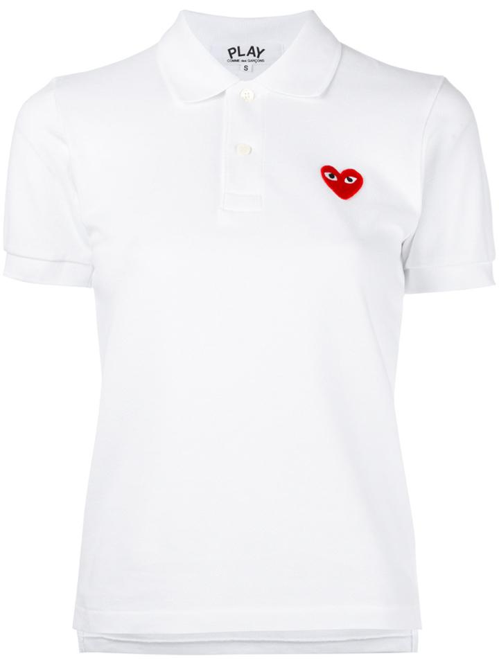 Comme Des Garçons Play Heart Patch Polo Shirt - White