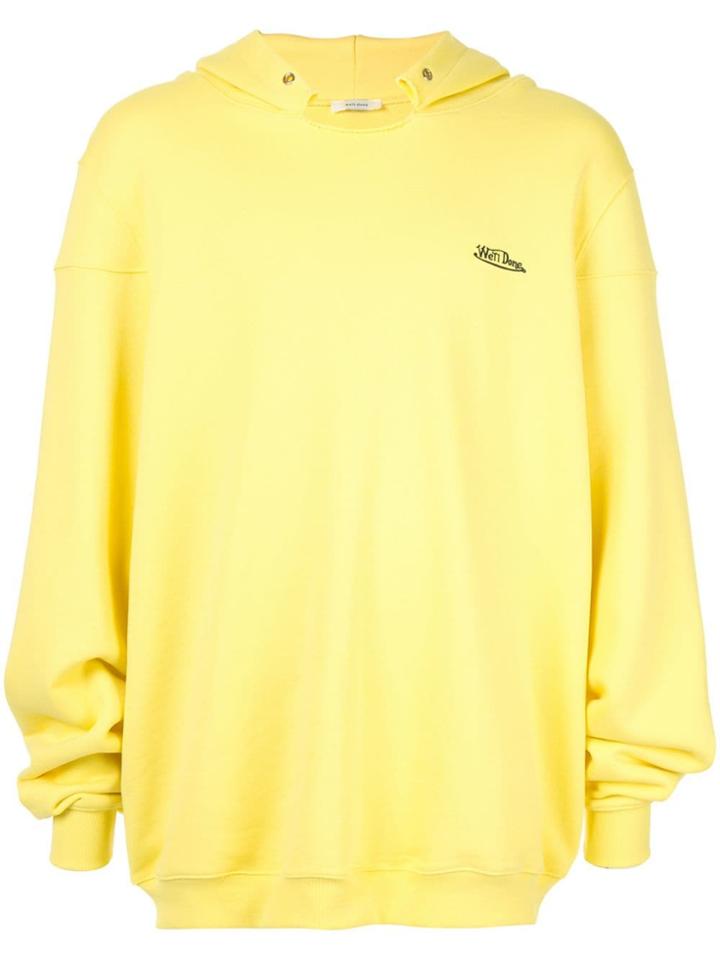 We11done Distressed Collar Hoodie - Yellow