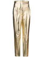 Alberta Ferretti High Waisted Slim Fit Trousers - Metallic