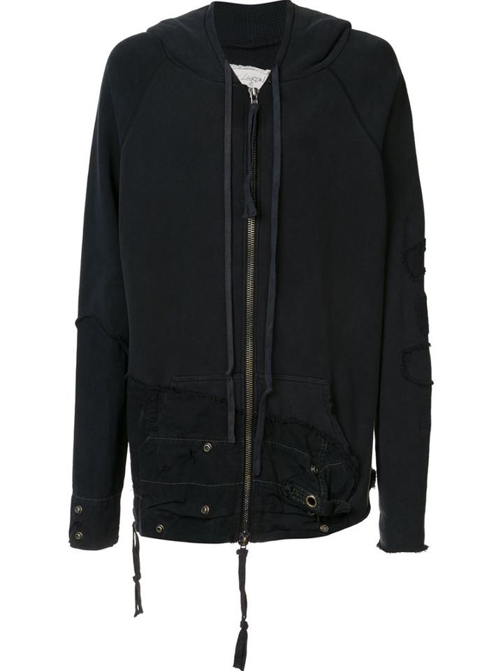 Greg Lauren Longline Hoodie, Men's, Size: 4, Black, Cotton