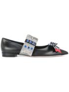 Miu Miu Bow Strap Ballerina Shoes - Black