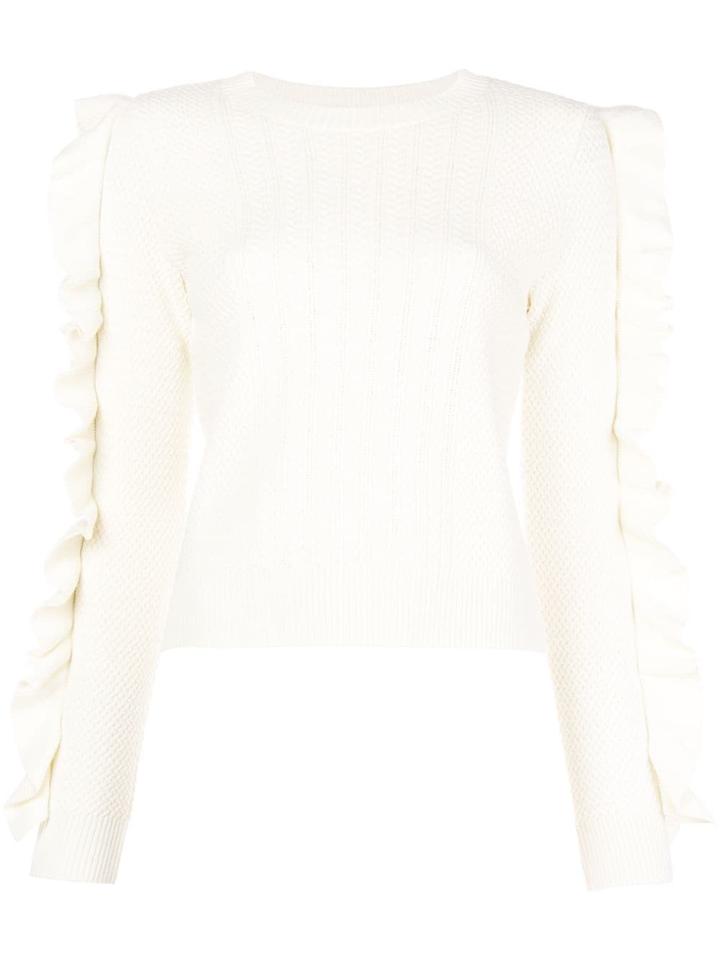 Philosophy Di Lorenzo Serafini Basket Knit Ruffle Sleeve Top - White