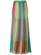M Missoni - Long Metallic Knit Stripe Skirt - Women - Polyester - 42, Women's, Green, Polyester
