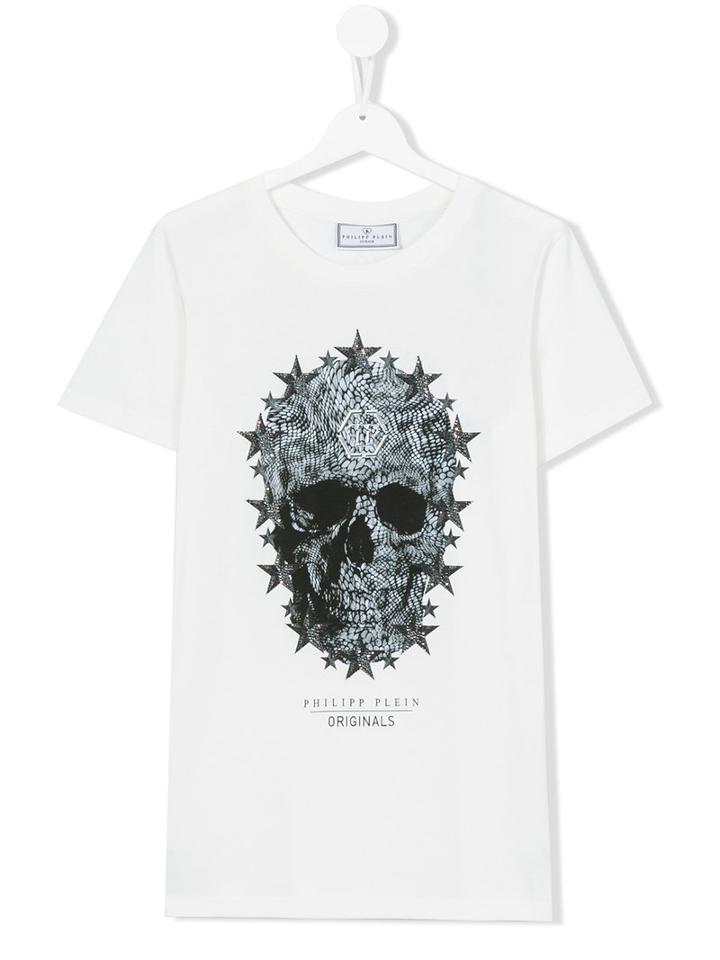 Philipp Plein Kids - Skull Print T-shirt - Kids - Cotton - 16 Yrs, White