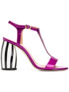 Marc Ellis Striped Heel Sandals - Pink & Purple