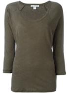 James Perse Three-quarters Sleeve T-shirt, Women's, Size: 0, Green, Cotton/linen/flax