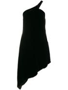 Saint Laurent Velvet Asymmetric One Shoulder Dress - Black