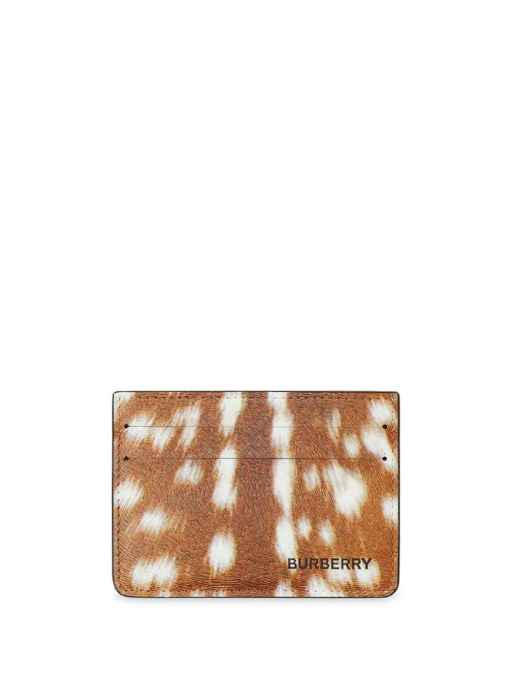 Burberry Deer Print Leather Card Case - Brown