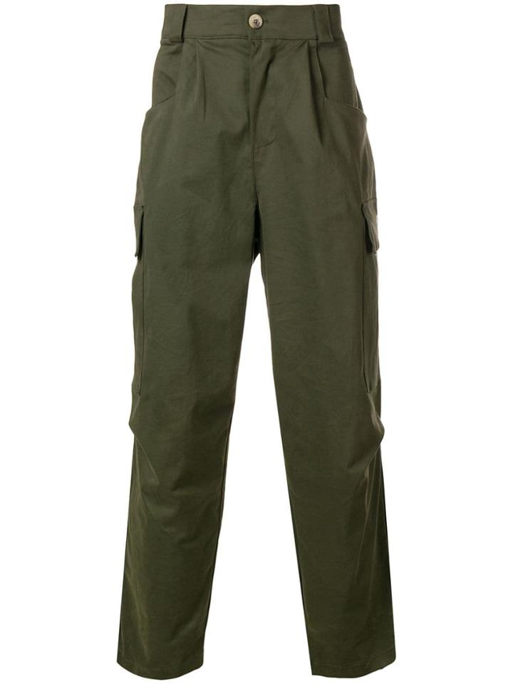 The Silted Company Straight Cargo Trousers - Green