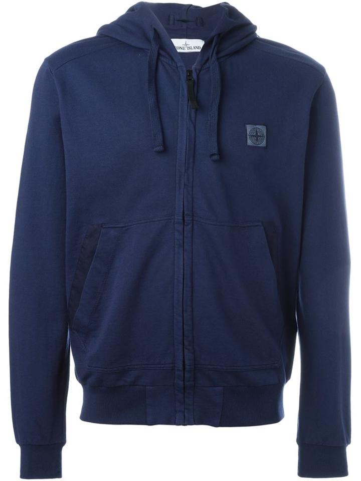 Stone Island Zipped Hoodie, Men's, Size: Medium, Blue, Cotton