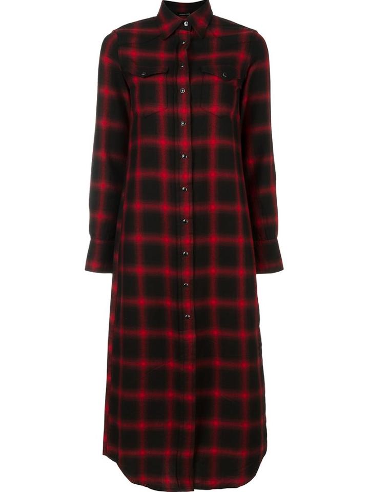 R13 Checked Long Shirt Dress