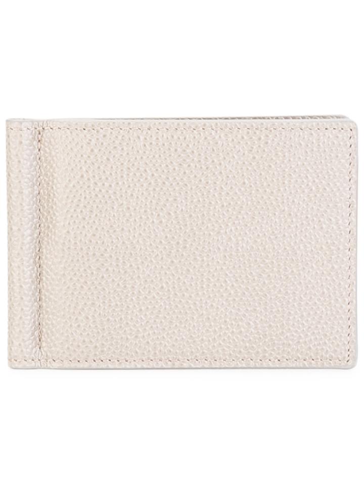Thom Browne Money Clip Wallet In Grey Pebble Grain - Nude & Neutrals