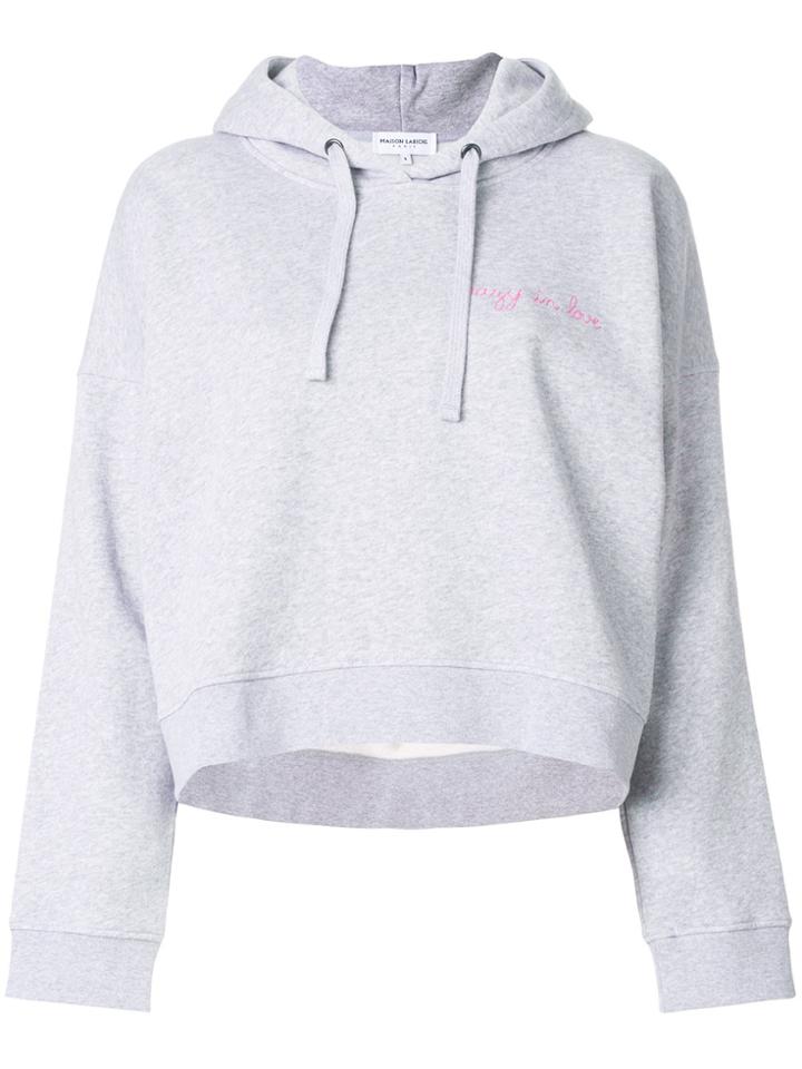 Maison Labiche Crazy In Love Cropped Hoodie - Grey