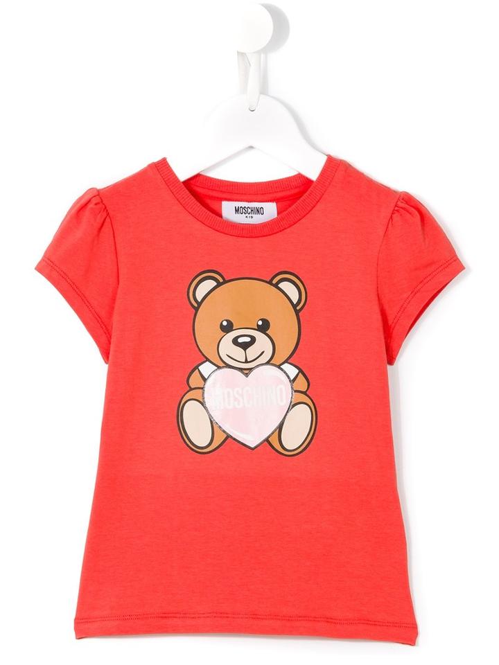 Moschino Kids Teddy Bear Logo Print T-shirt, Girl's, Size: 8 Yrs, Yellow/orange