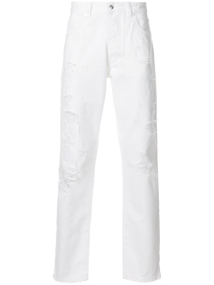Nine In The Morning Distressed Trousers - White