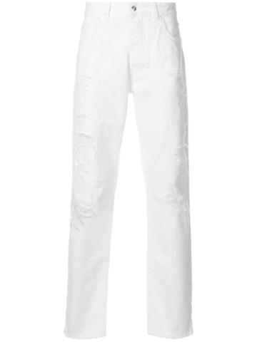Nine In The Morning Distressed Trousers - White