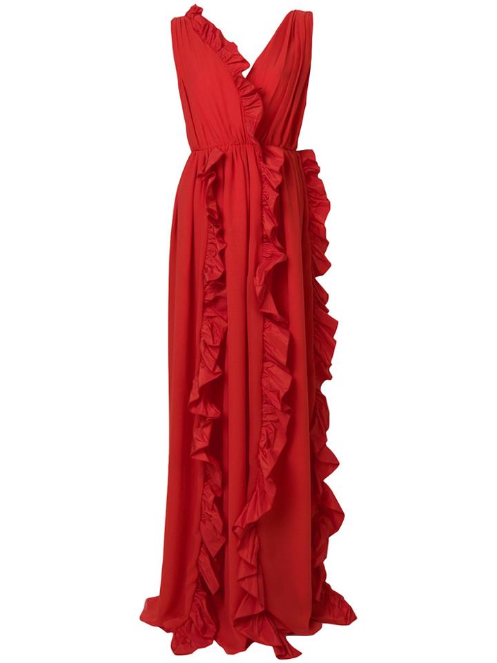 Msgm Ruffle Trim Gown - Red