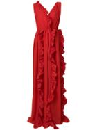 Msgm Ruffle Trim Gown - Red