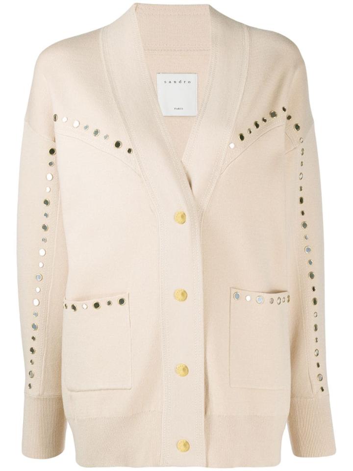 Sandro Paris Oversized Eyelet-embellished Cardigan - Neutrals